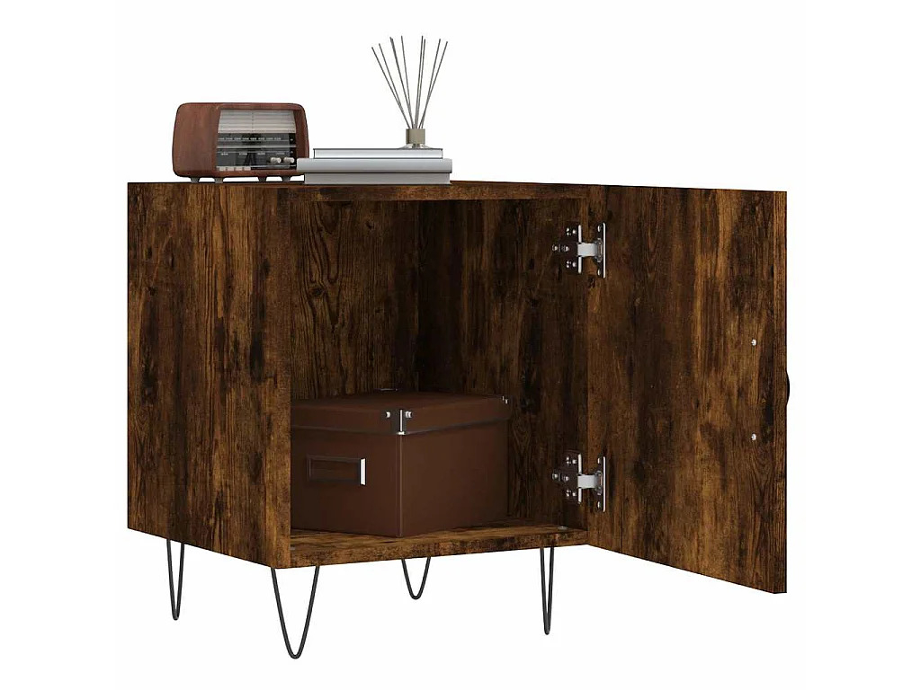 Table de chevet chêne fumé 40x40x50 cm bois d'ingénierie