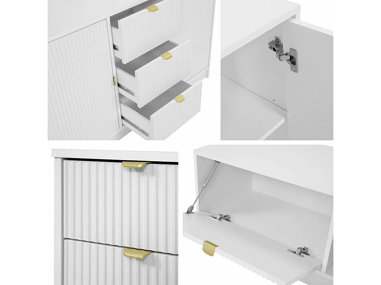 Mesilla de noche Comfivo Larmire 106, Blanco, 40x35x40cm, MDF|Aglomerado laminado