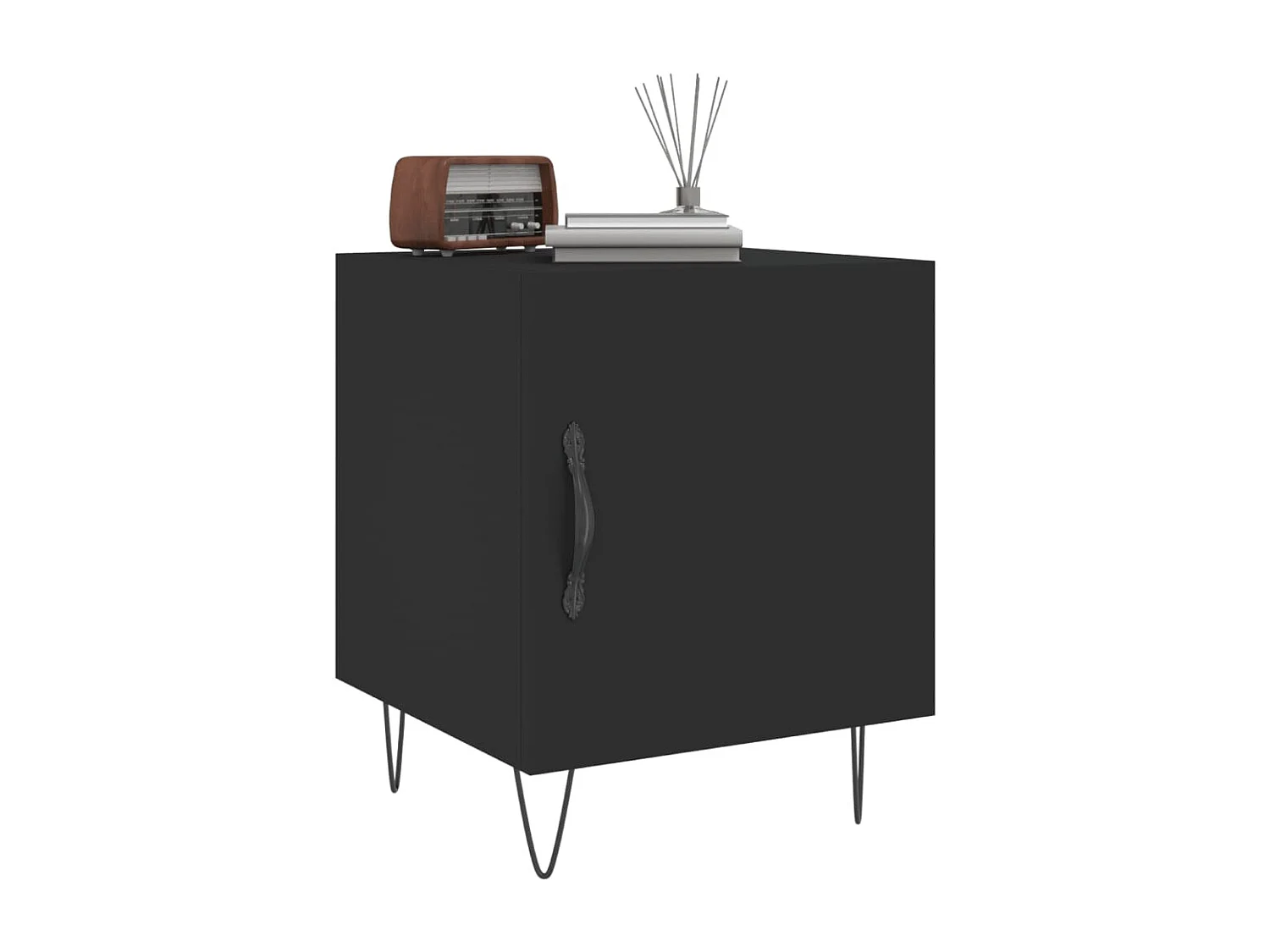 Table de chevet noir 40x40x50 cm bois d’ingénierie
