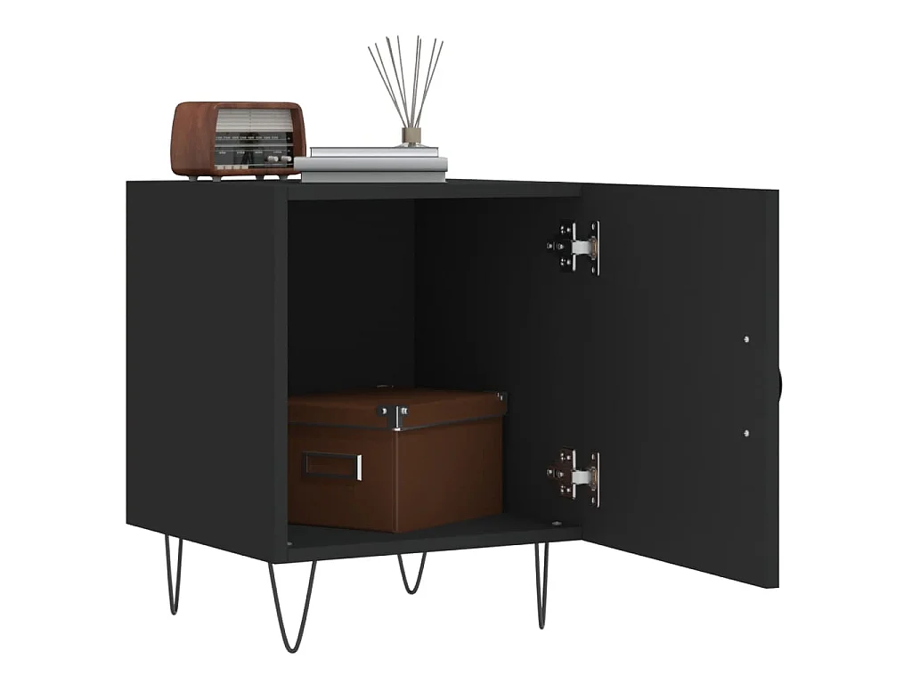Table de chevet noir 40x40x50 cm bois d’ingénierie