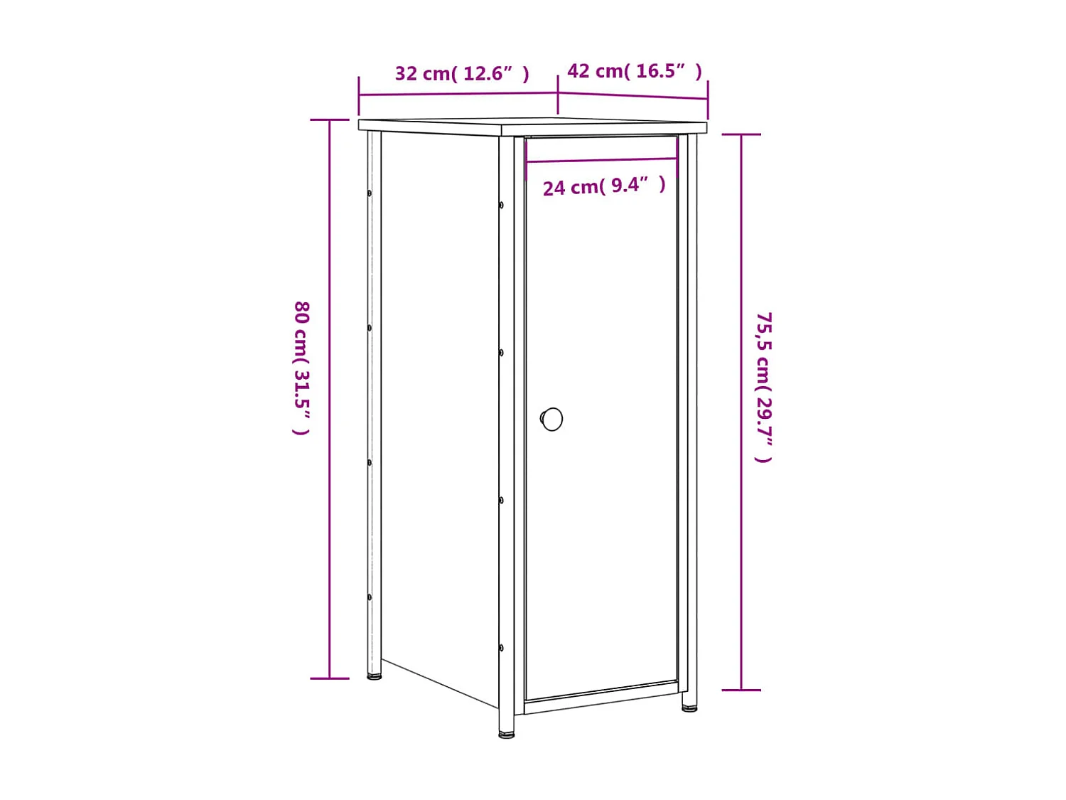 Comodini 2 pz Rovere Fumo 32x42x80 cm in Legno Multistrato