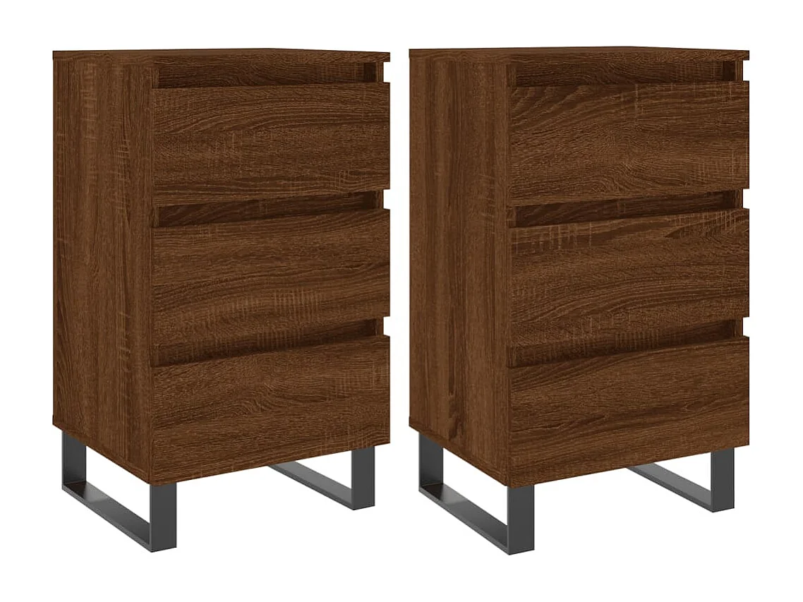 Nachtkastjes 2 st 40x35x69 cm bewerkt hout bruin eikenkleur