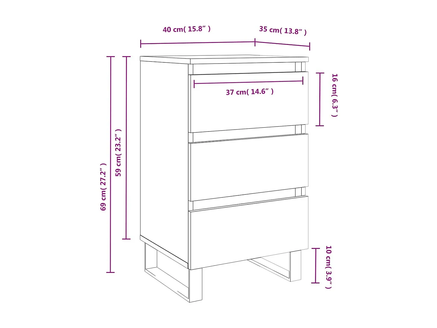 Nachtkastjes 2 st 40x35x69 cm bewerkt hout bruin eikenkleur