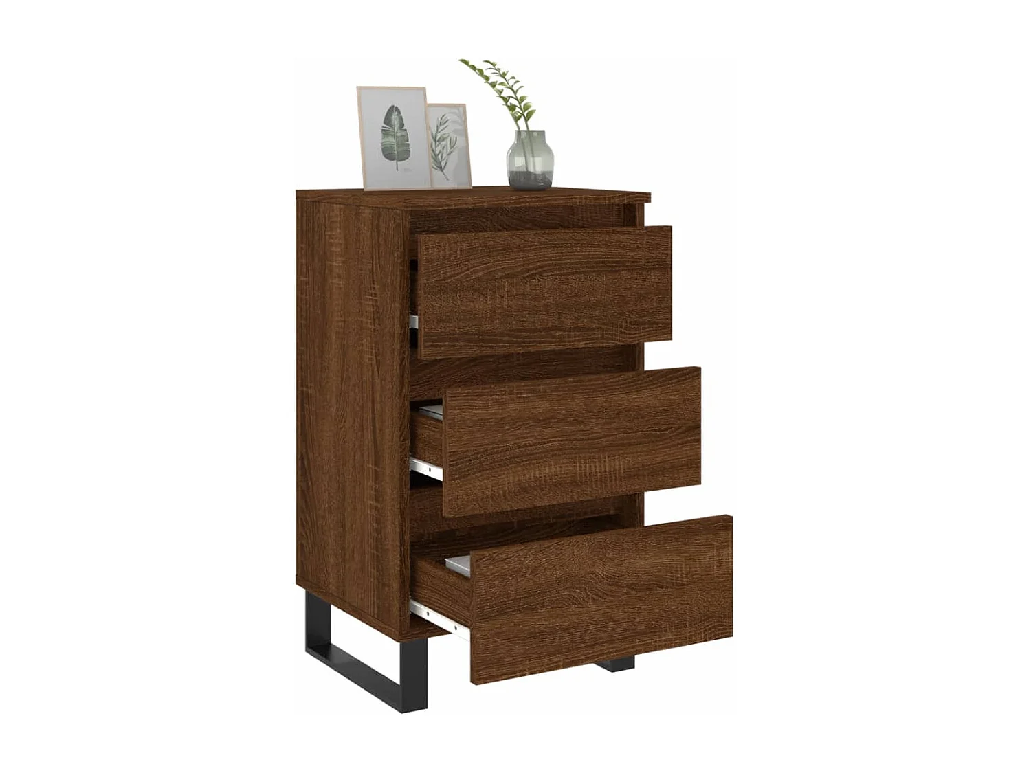 Nachtkastjes 2 st 40x35x69 cm bewerkt hout bruin eikenkleur