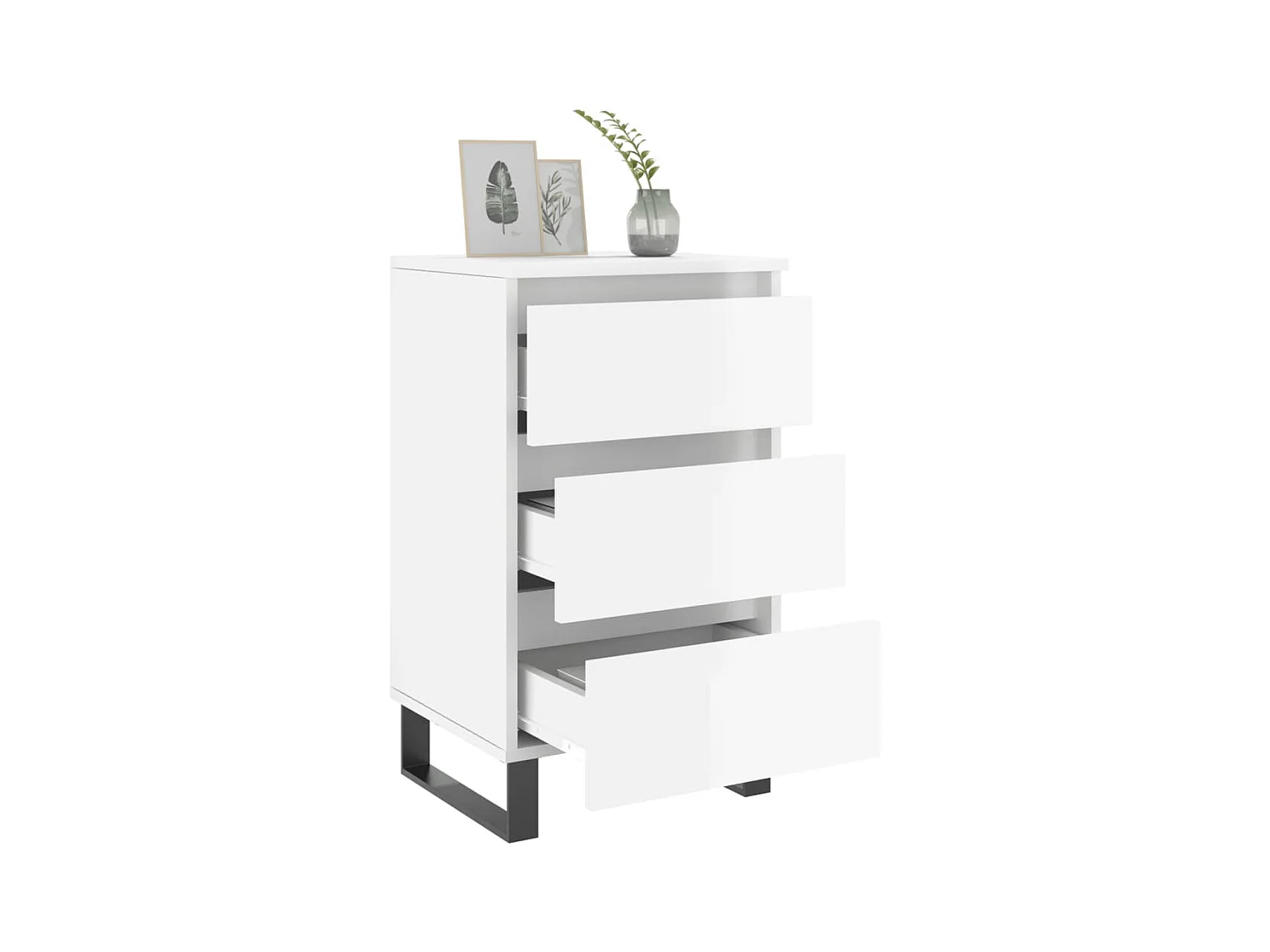 Tables de chevet 2 pcs blanc brillant 40x35x69 cm