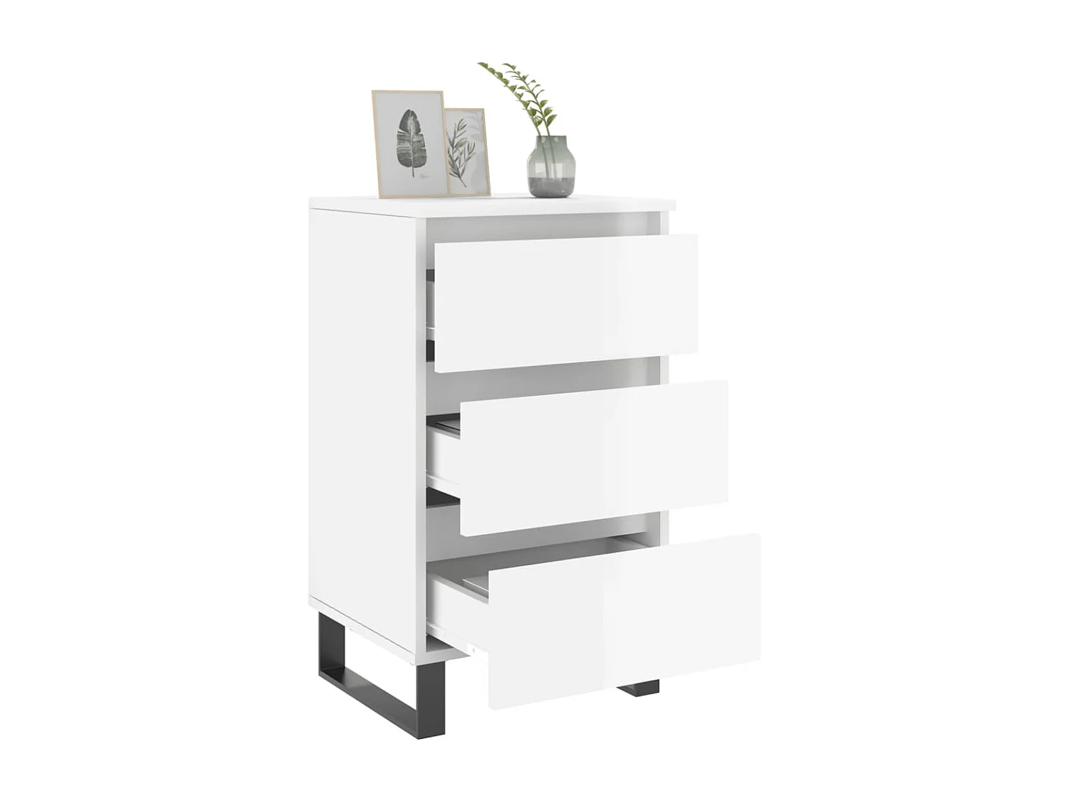 Tables de chevet 2 pcs blanc brillant 40x35x69 cm