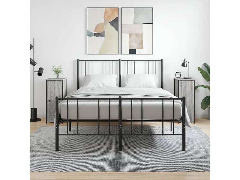 Mesitas noche 2 uds madera ingeniería gris Sonoma 32x42x80 cm