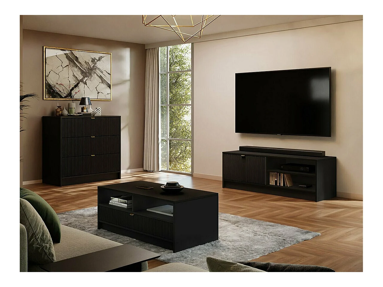 Cassettiera Comfivo Larmire 102, Nero, Con cassetti, 75x80x40cm