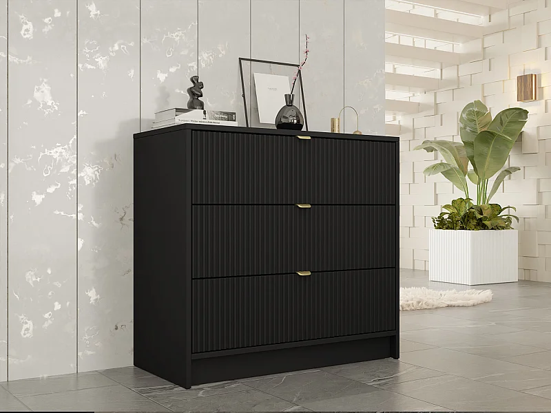 Commode Comfivo Larmire 102, Noir, Avec tiroirs, 75x80x40cm