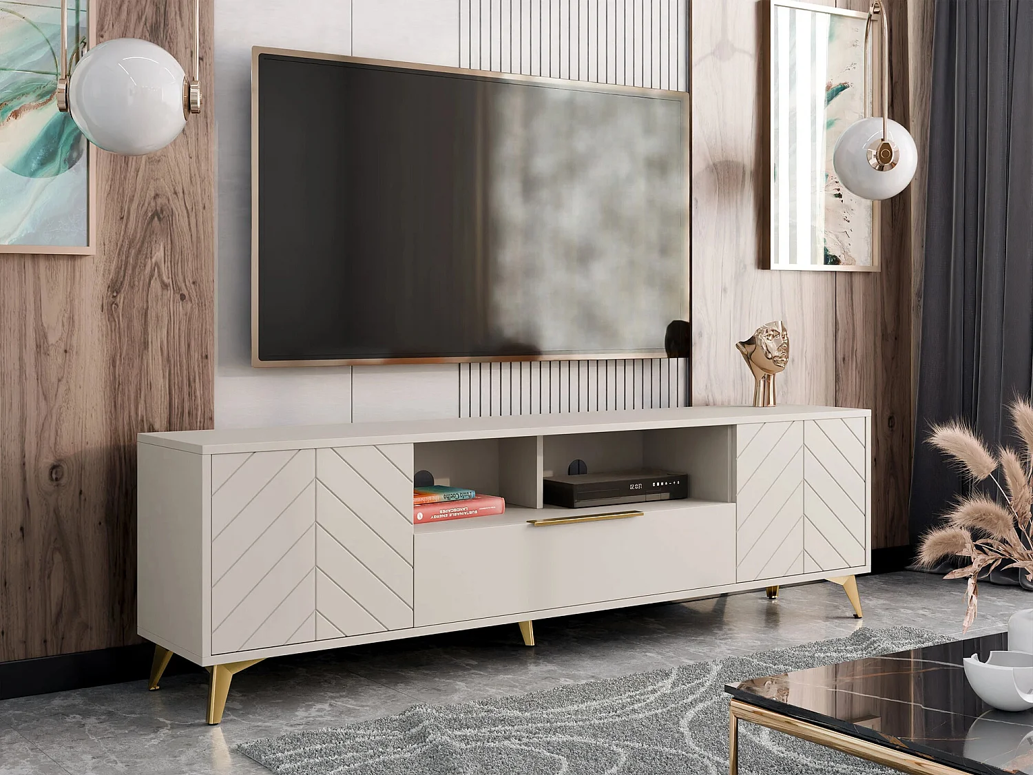 Mobile porta TV Comfivo Camlue 106, Beige, 204x60x40cm