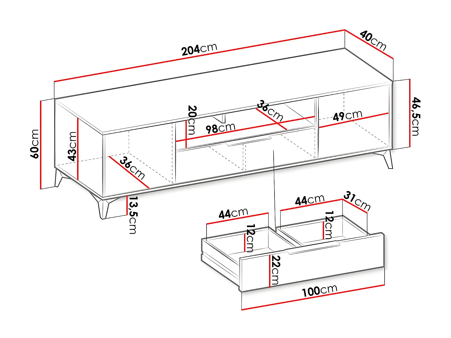 Mobile porta TV Comfivo Camlue 106, Beige, 204x60x40cm