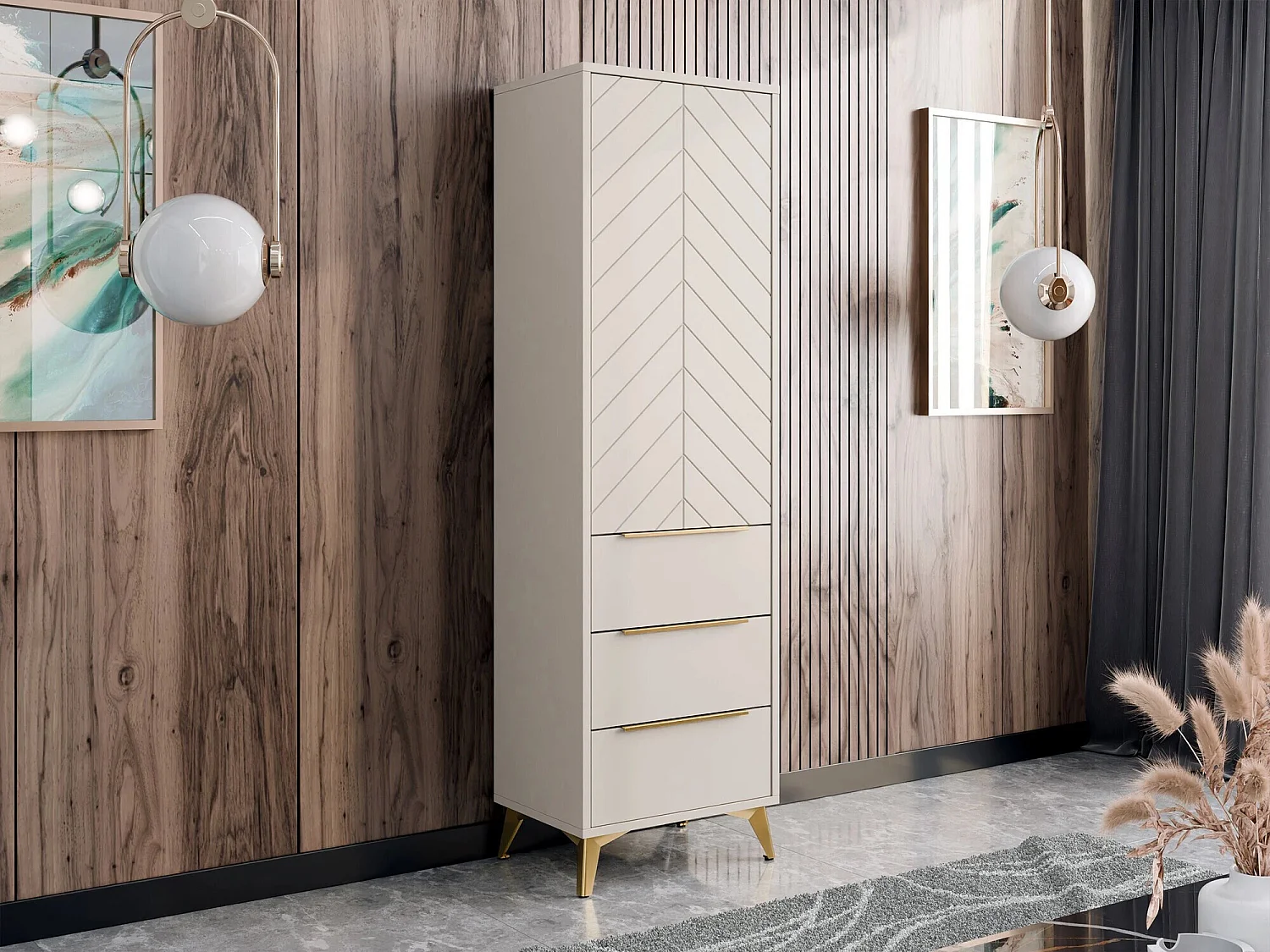 Étagère Comfivo Camlue 102, Fermé|Avec tiroirs|Avec des portes, MDF|Stratifié, 180x54cm