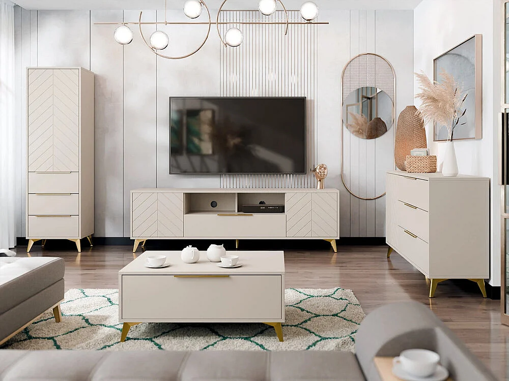 Étagère Comfivo Camlue 102, Fermé|Avec tiroirs|Avec des portes, MDF|Stratifié, 180x54cm