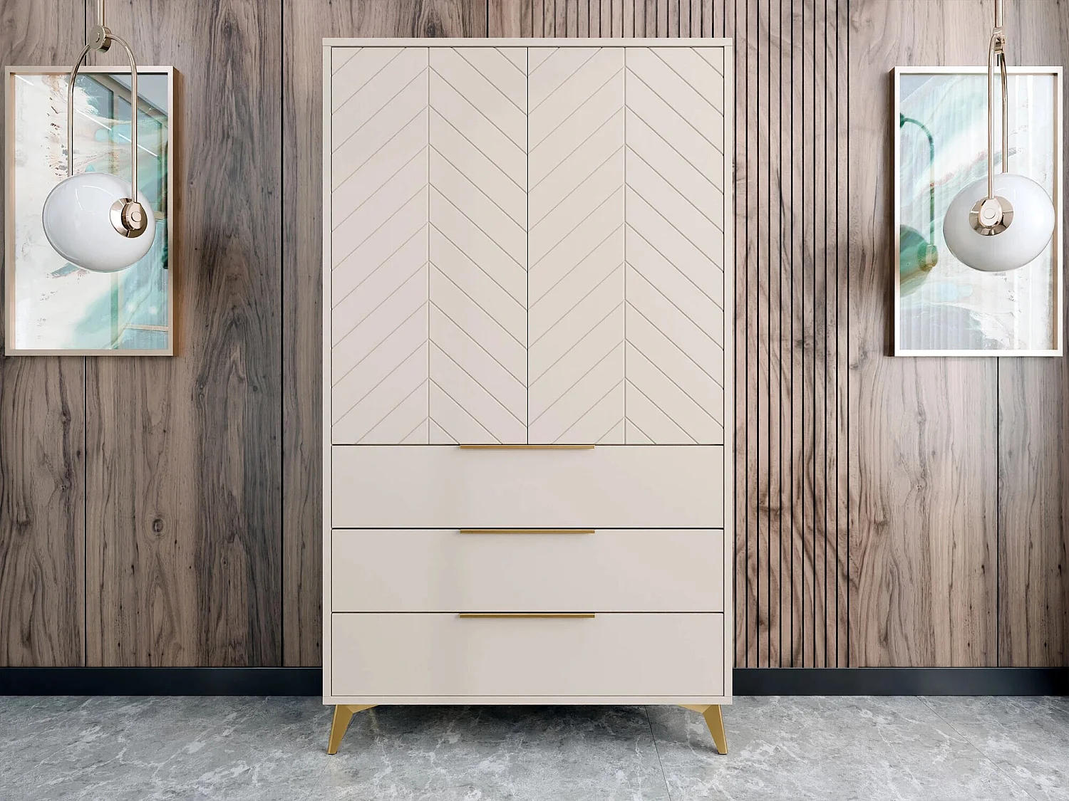 Étagère Comfivo Camlue 103, Avec des portes|Fermé|Avec tiroirs, MDF|Stratifié, 180x104cm