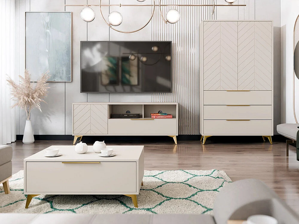 Étagère Comfivo Camlue 103, Avec des portes|Fermé|Avec tiroirs, MDF|Stratifié, 180x104cm