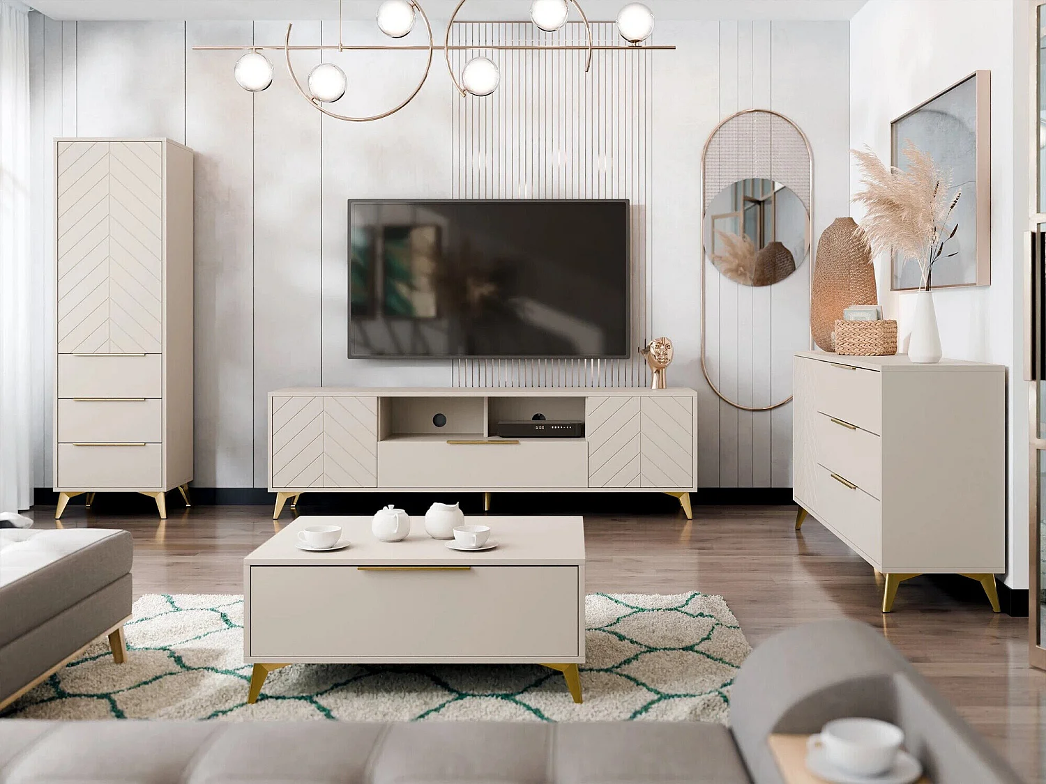 Cómoda Comfivo Camlue 100, Com gavetas e portas, 8x15x4cm