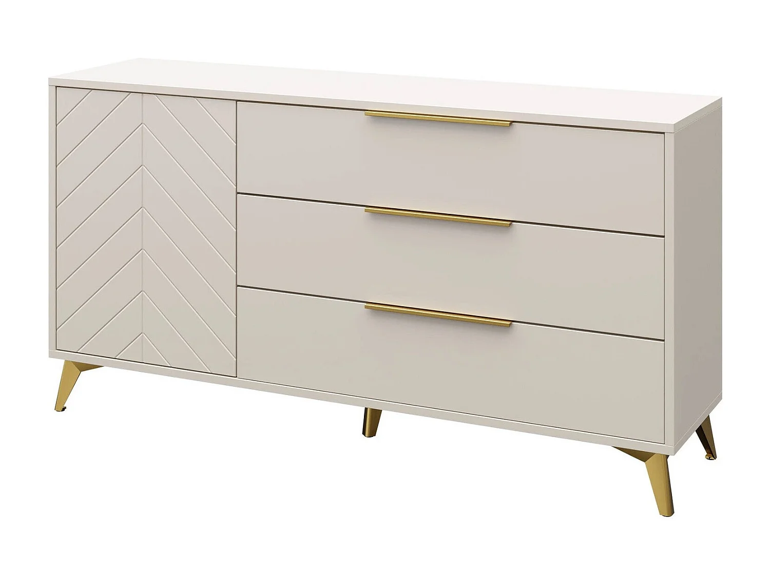 Cómoda Comfivo Camlue 100, Beige, Con cajones y puertas, 80x154x40cm