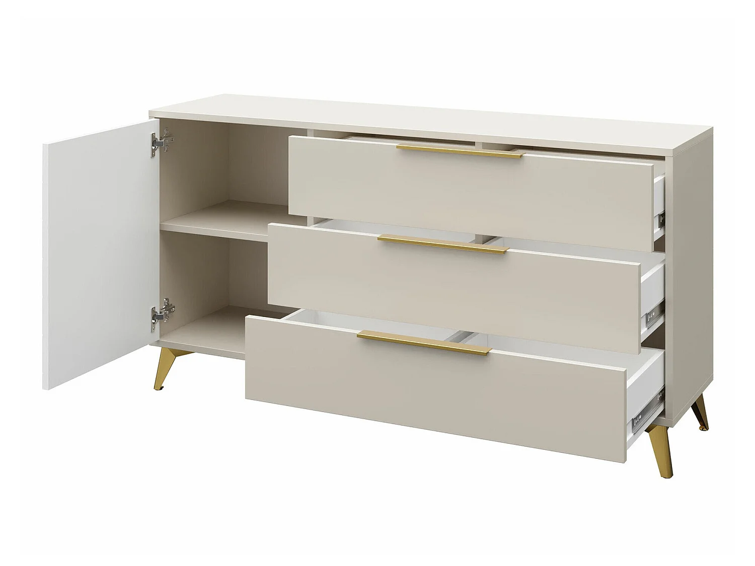 Commode Comfivo Citrus, Beige, Tiroirs et portes, 80x154x40cm
