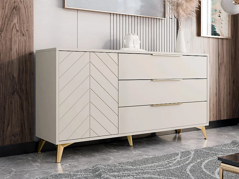 Cómoda Comfivo Camlue 100, Com gavetas e portas, 8x15x4cm