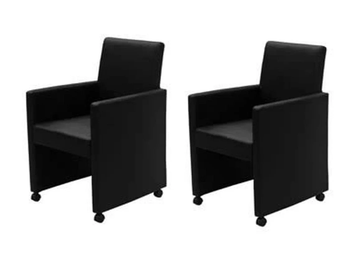 Eetkamerstoelen 2 st kunstleer zwart