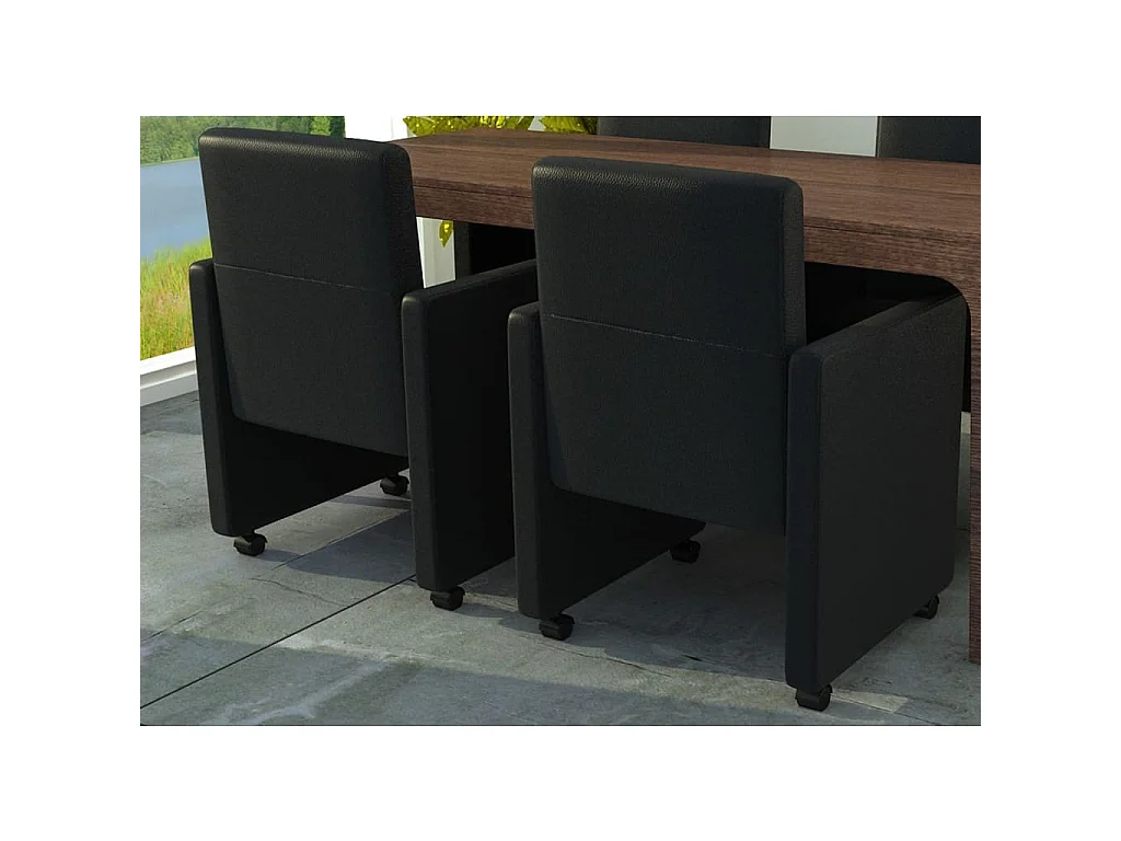 Cadeiras de jantar 2 pcs couro artificial preto