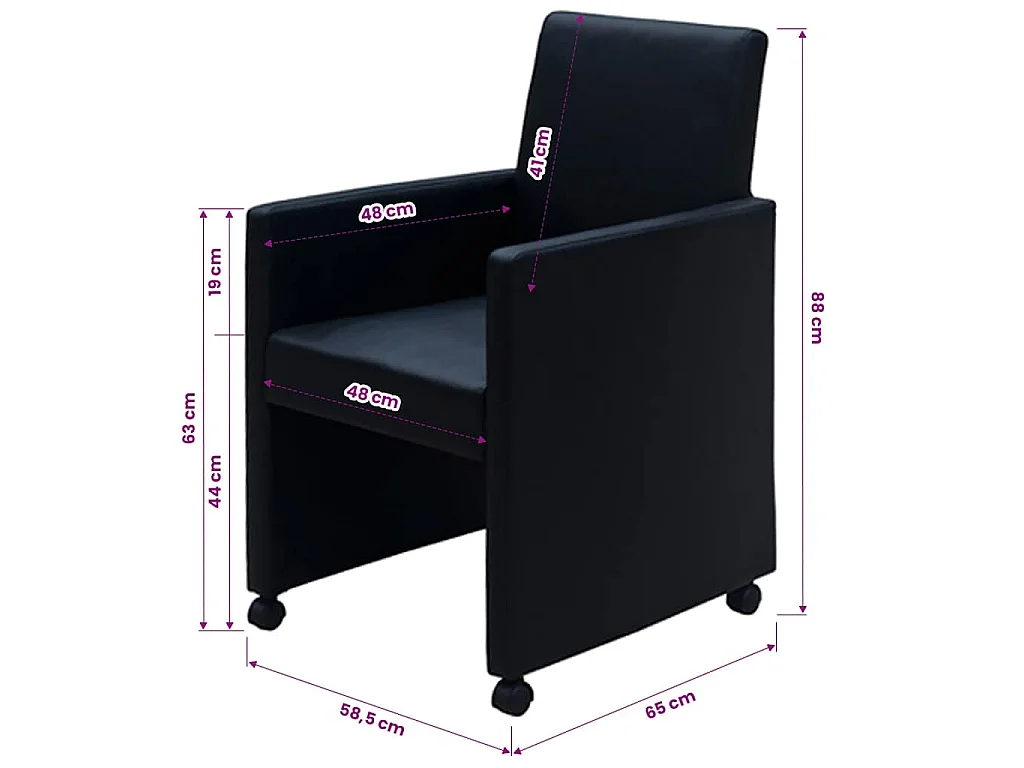 Cadeiras de jantar 2 pcs couro artificial preto