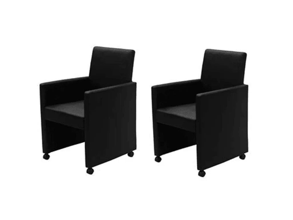 Chaises à manger lot de 2 noir similicuir