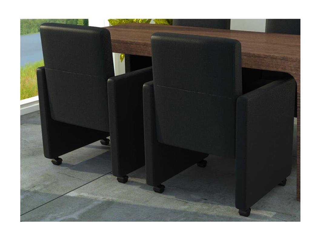 Eetkamerstoelen 2 st kunstleer zwart