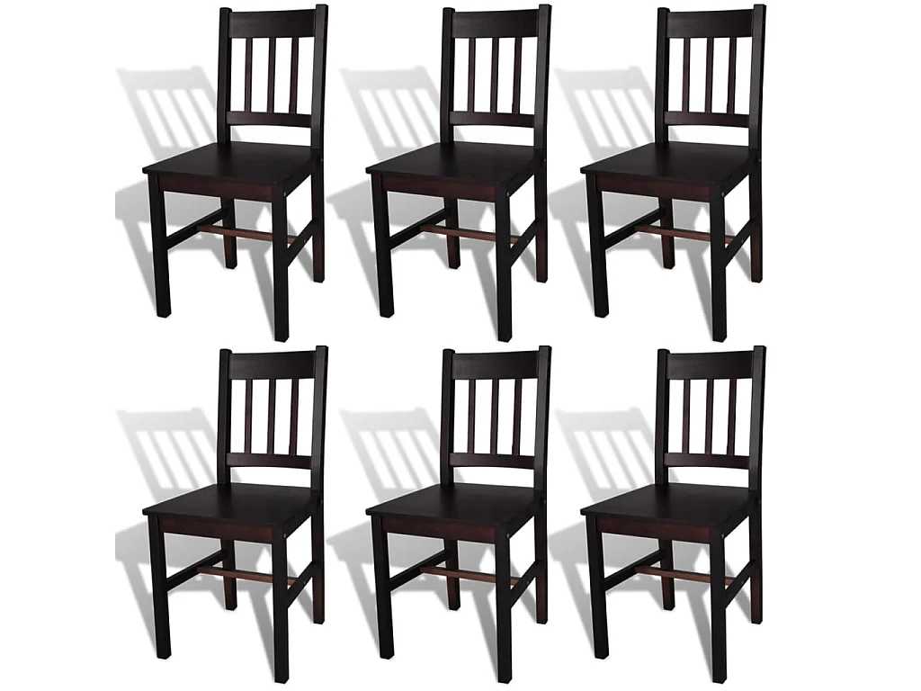 Chaises à manger lot de 6 marron foncé pinède