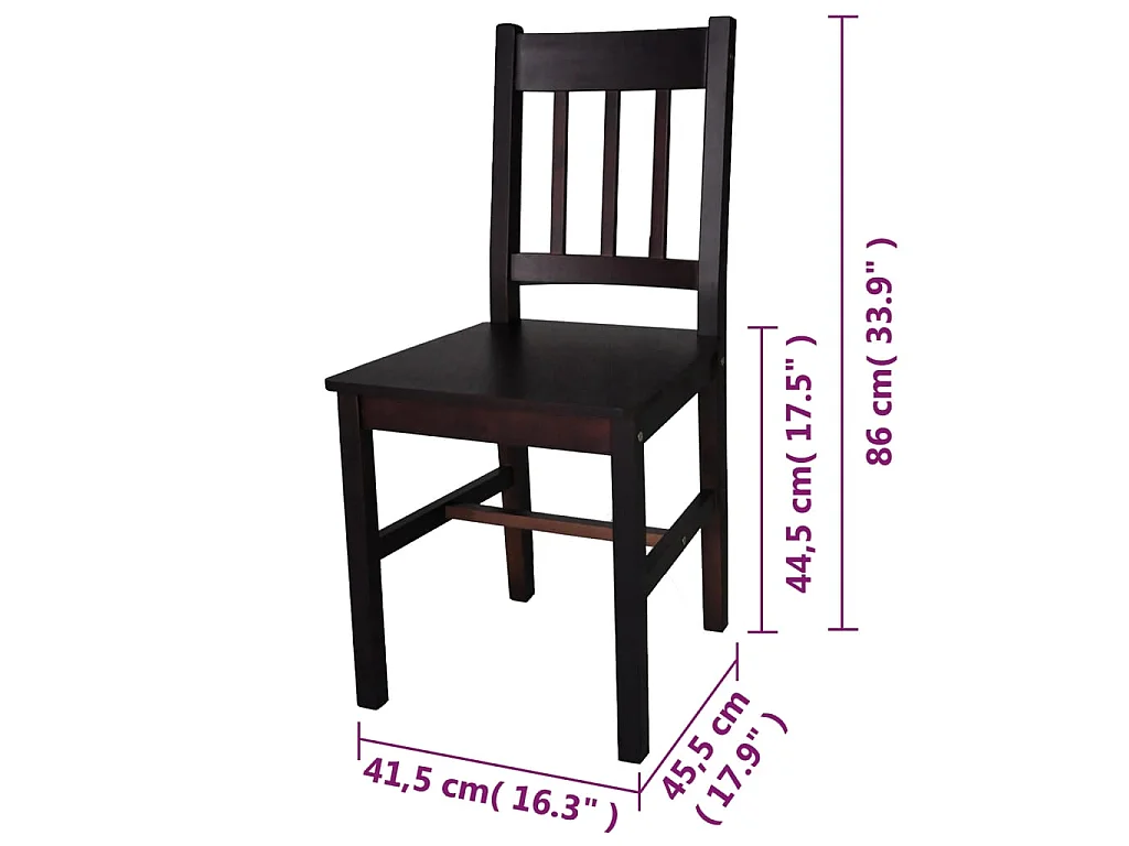 Chaises à manger lot de 6 marron foncé pinède