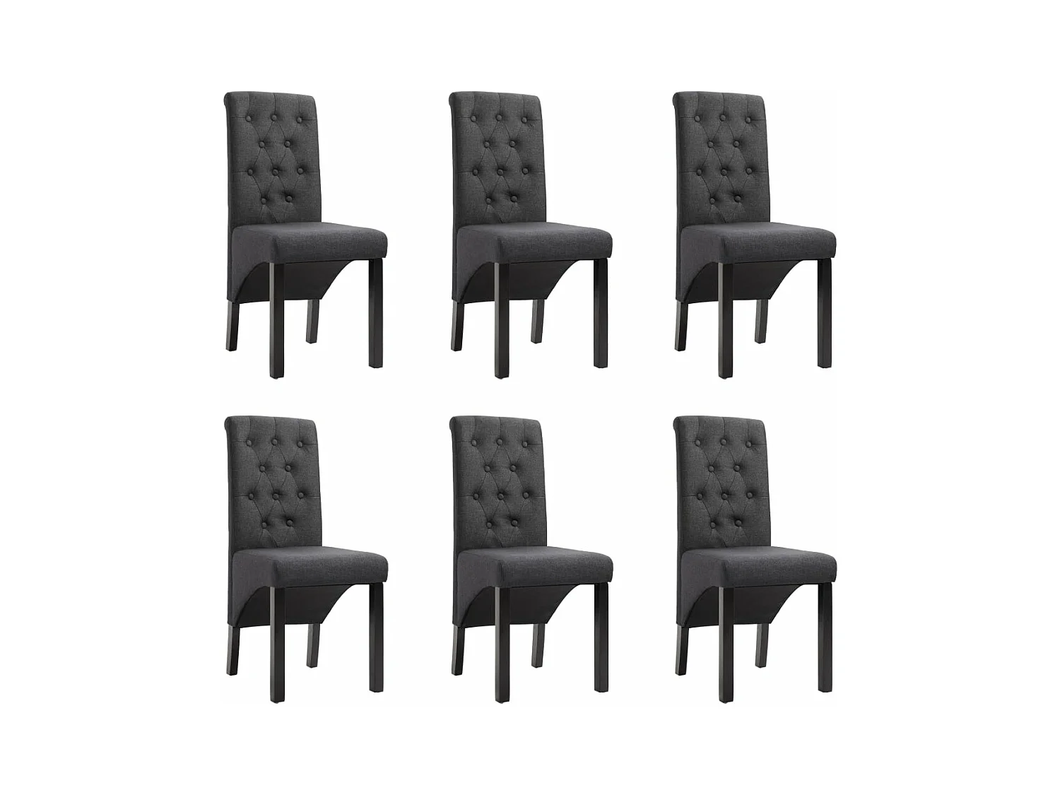 Chaises à manger lot de 6 gris foncé tissu
