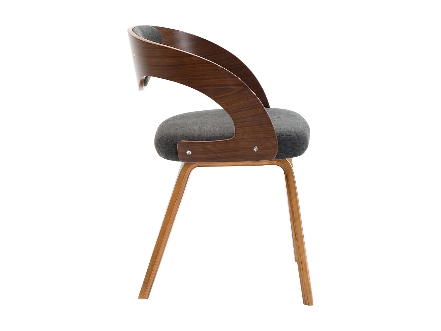 Eetkamerstoelen 6 st gebogen hout en stof donkergrijs