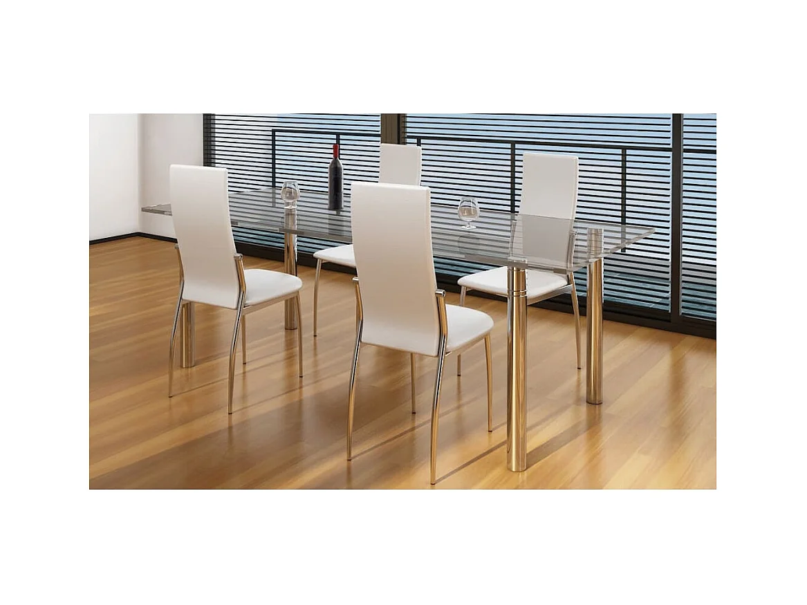 Chaises à manger lot de 4 blanc similicuir