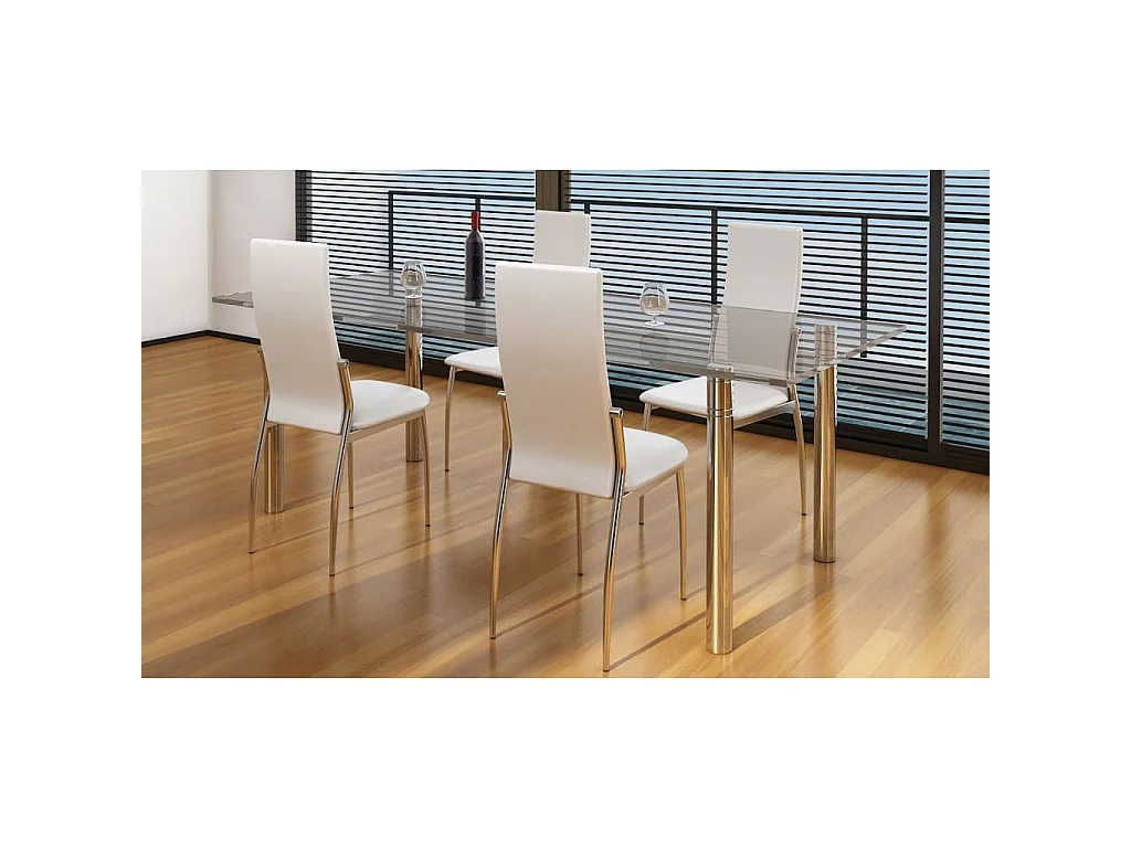 Sedie da Pranzo 4 pz Bianche in Similpelle