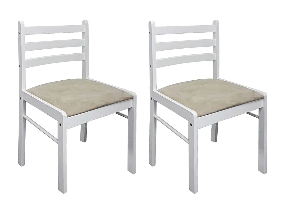 Cadeiras de jantar 2 pcs seringueira maciça e veludo branco