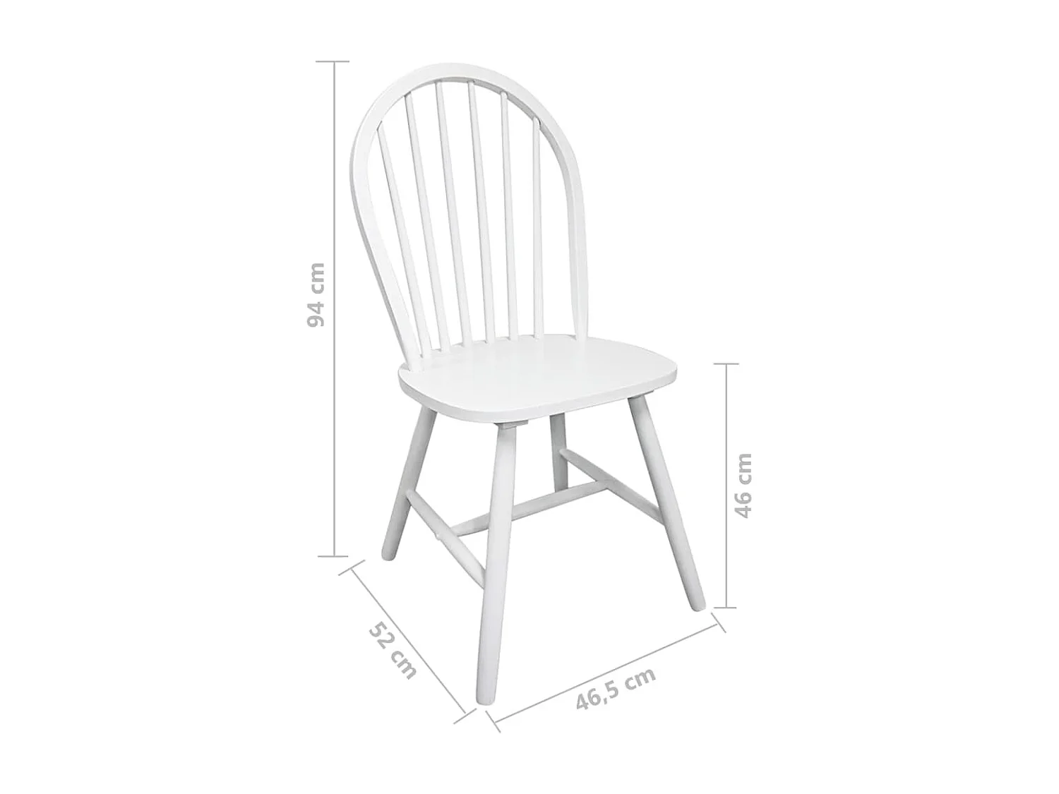 Chaises à manger lot de 2 blanc bois d'hévéa solide