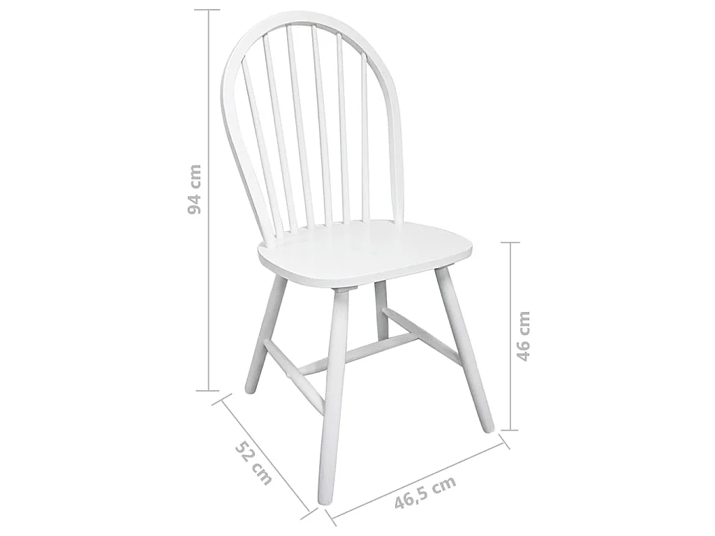 Cadeiras de jantar 2 pcs madeira de seringueira maciça branco