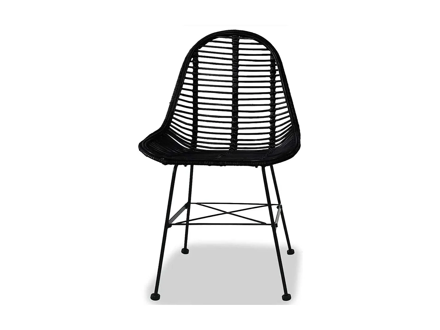 Esszimmerstühle 2 Stk. Natur Rattan Schwarz