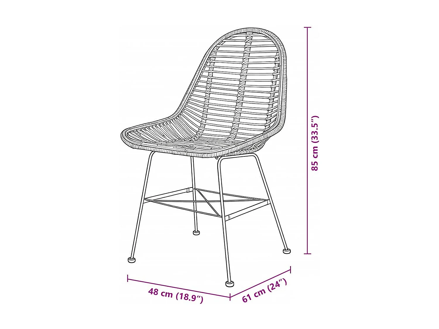 Esszimmerstühle 2 Stk. Natur Rattan Schwarz