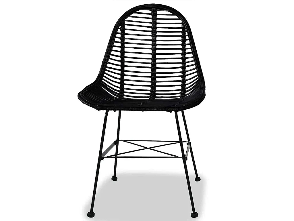 Chaises à manger lot de 2 noir rotin naturel