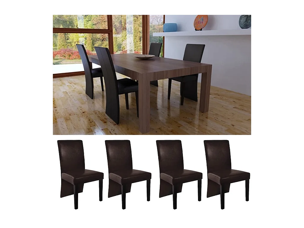 Esszimmerstühle 4 Stk. Dunkelbraun Kunstleder