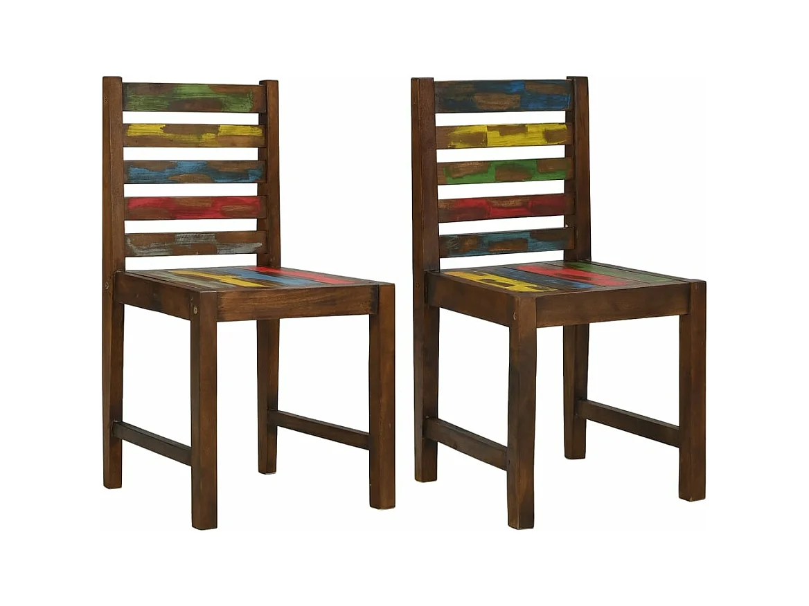 Chaises à manger lot de 2 bois de récupération solide