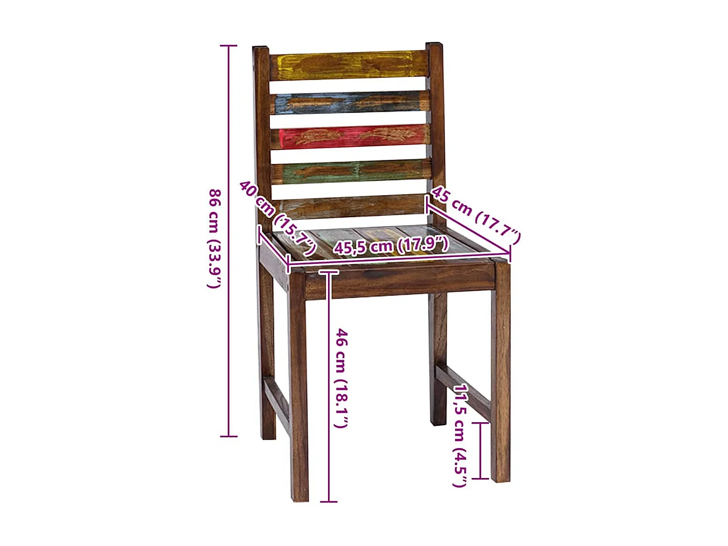 Sillas de comedor 2 unidades madera maciza reciclada