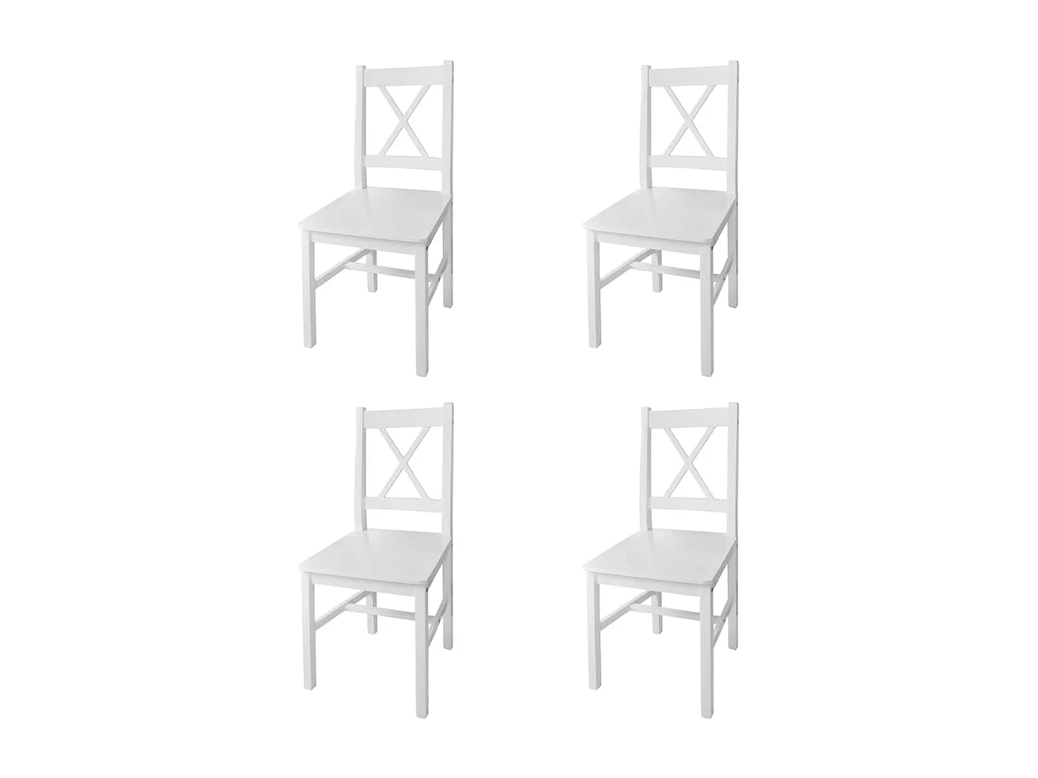 Sedie da Pranzo 4 pz Bianche in Legno di Pino