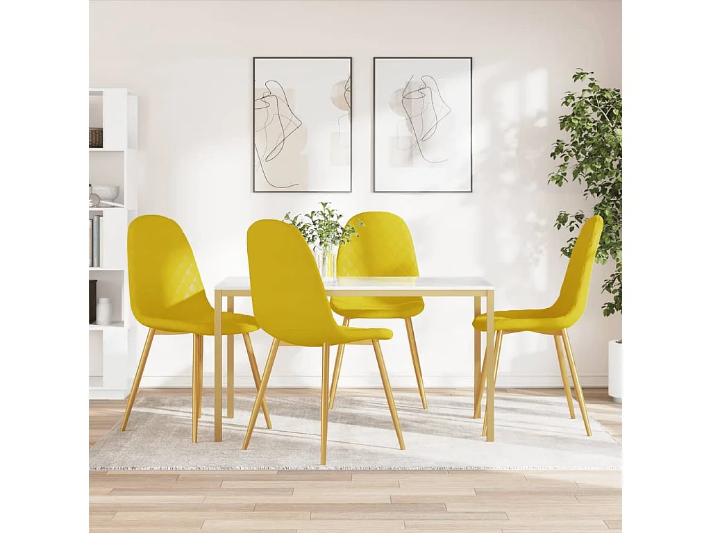 Eetkamerstoelen 4 st fluweel mosterdgeel