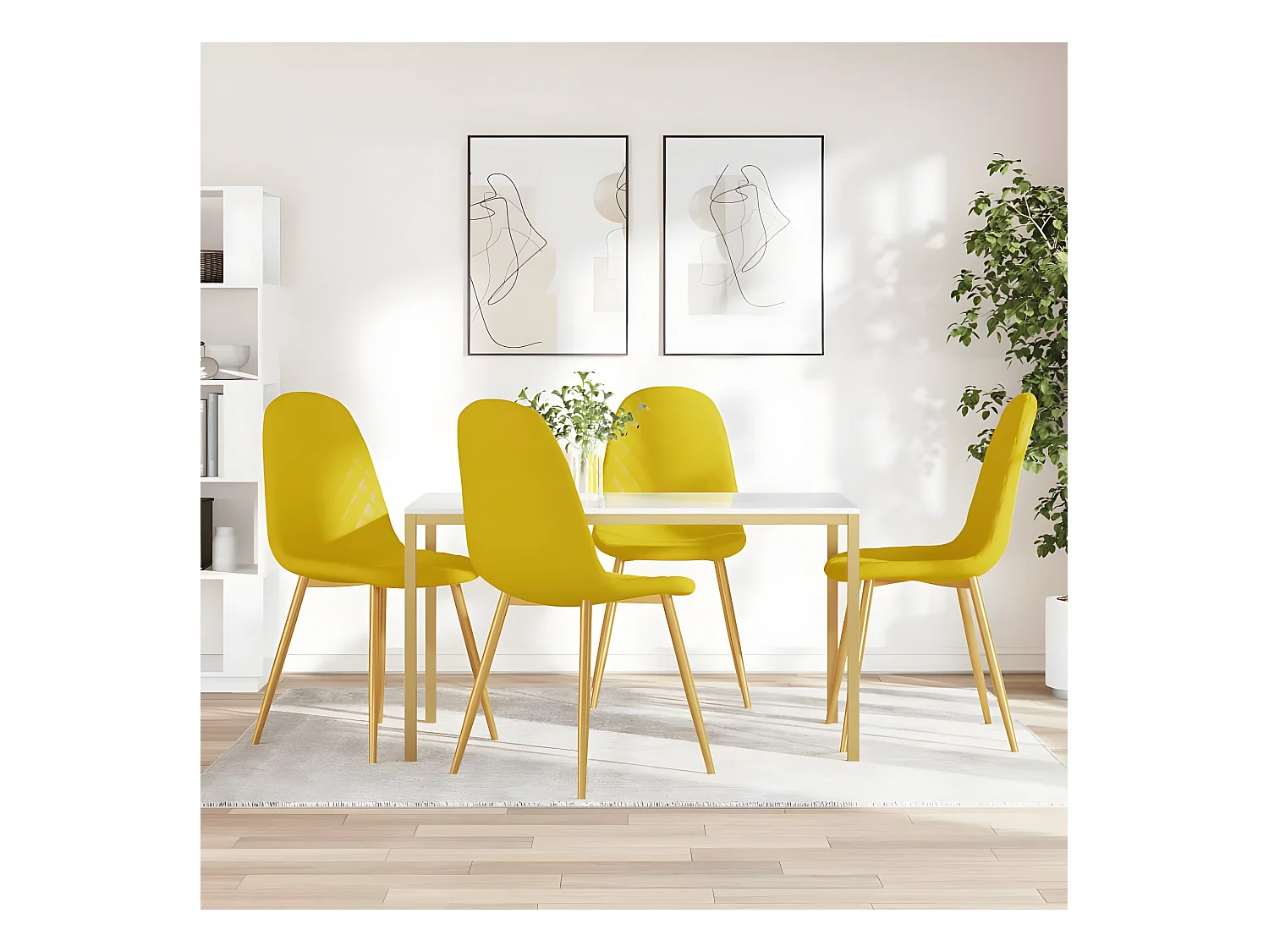 Eetkamerstoelen 4 st fluweel mosterdgeel
