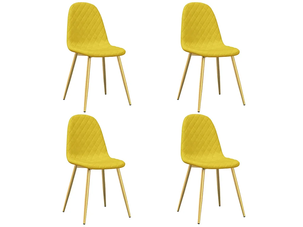 Sedie da Pranzo 4 pz Giallo Senape in Velluto