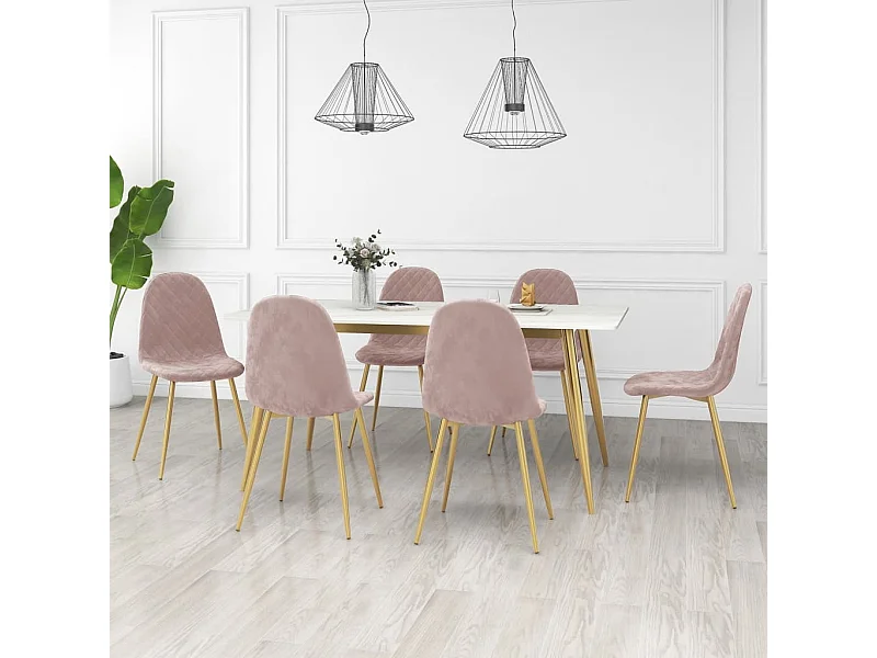 Cadeiras de jantar 6 pcs veludo rosa