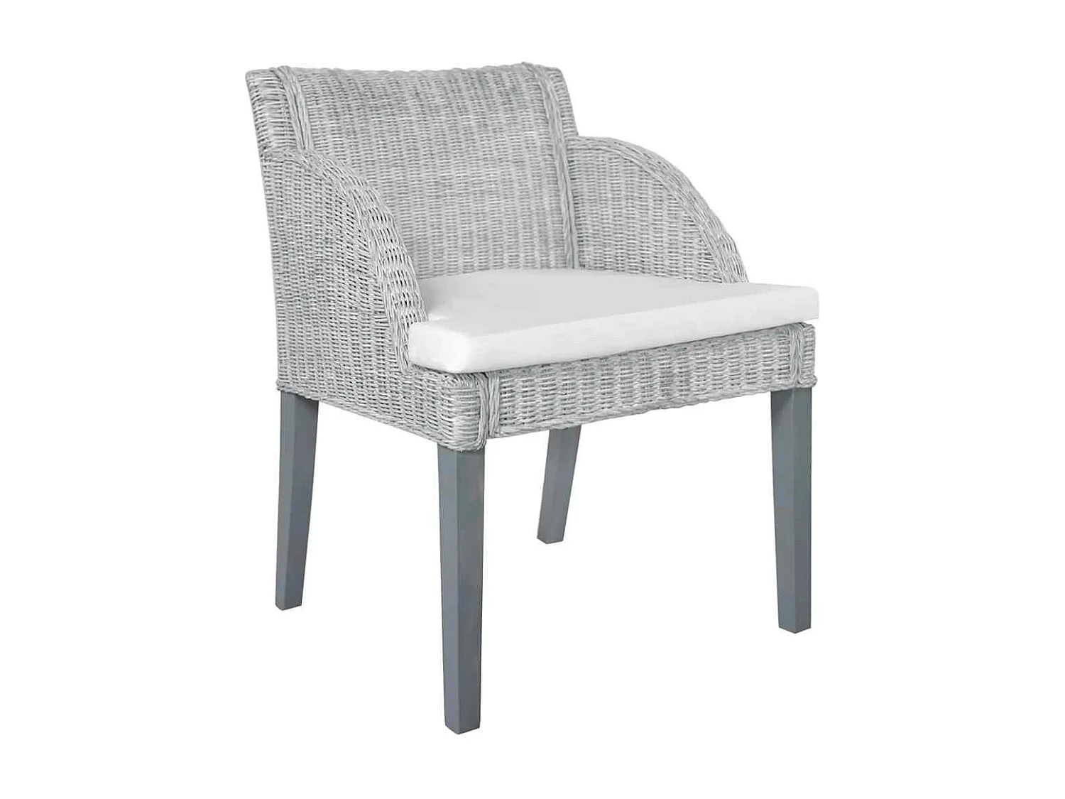 Esszimmerstühle mit Kissen 2 Stk. Grau Natur Rattan