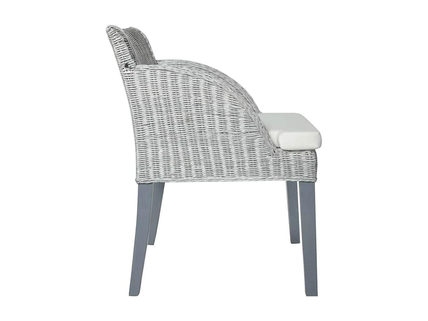 Esszimmerstühle mit Kissen 2 Stk. Grau Natur Rattan